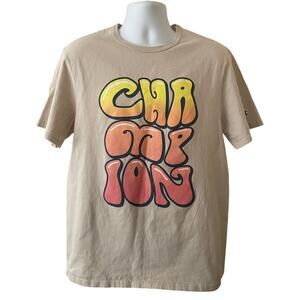 New Champion Mens Size L Bubble Wrap Graphic Beige Short Sleeve T-Shirt